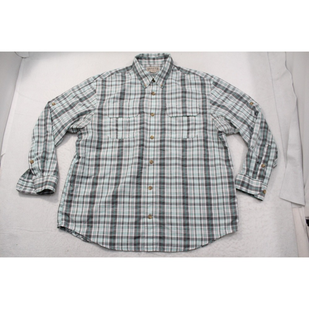 Duluth Trading Co Button Up Shirt Plaid Long Sleeve Wicking Pockets Mens Size XL - Picture 6 of 8